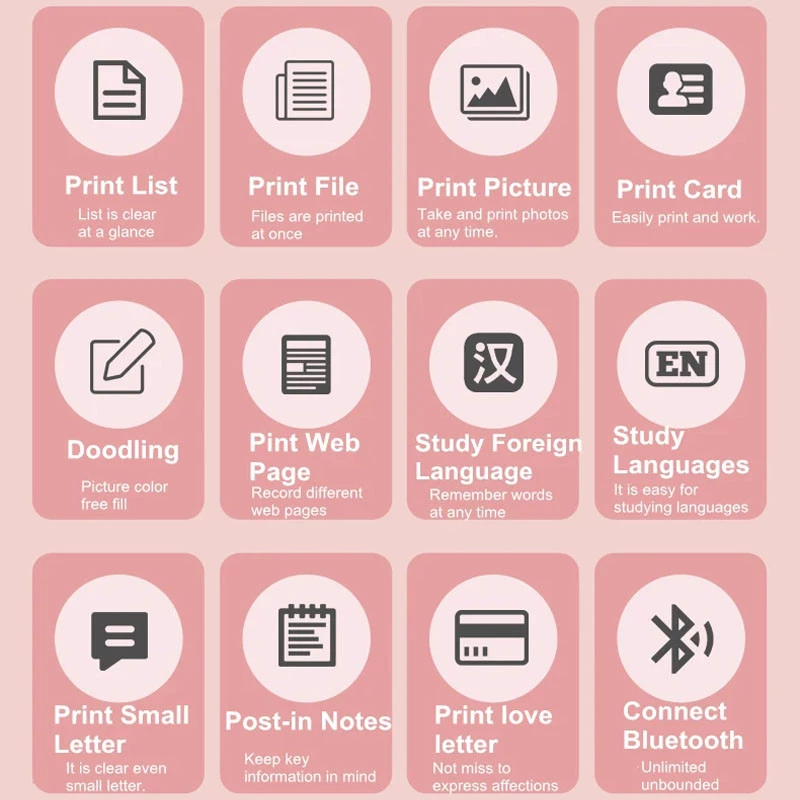 Портативний детский термопринтер Mini А8С – Рожевий. Фото 4 з 7