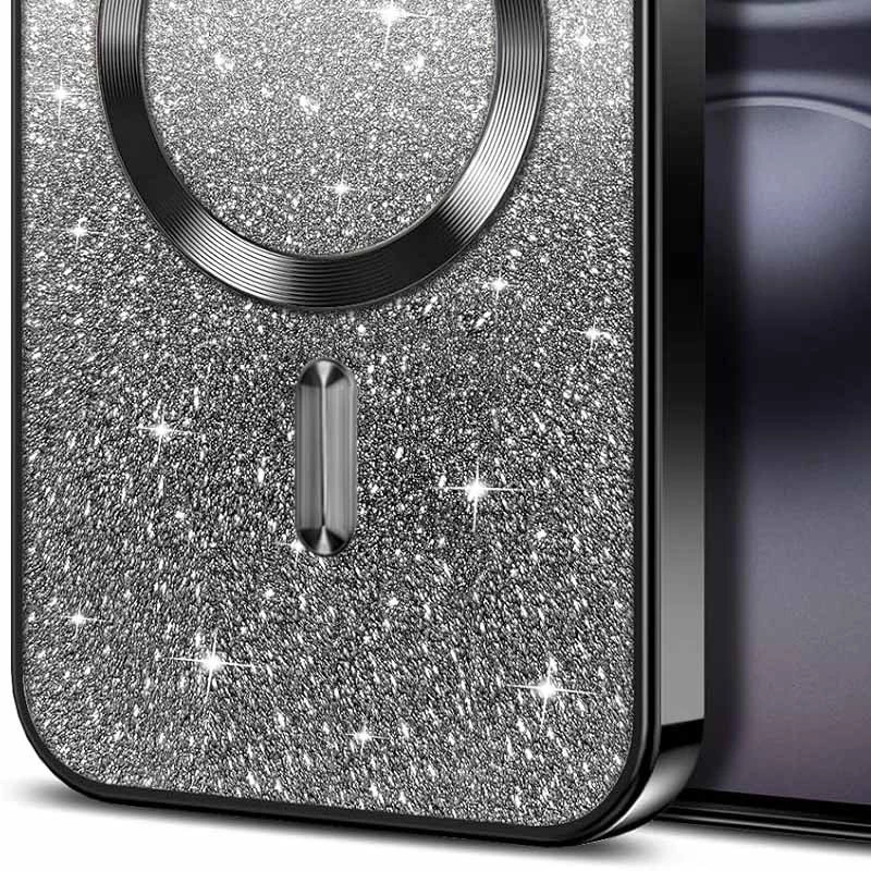 Чохол з блискітками, захисними лінзами на камеру та MagSafe на Apple iPhone 16 – Чорний / Black. Фото 9 з 10