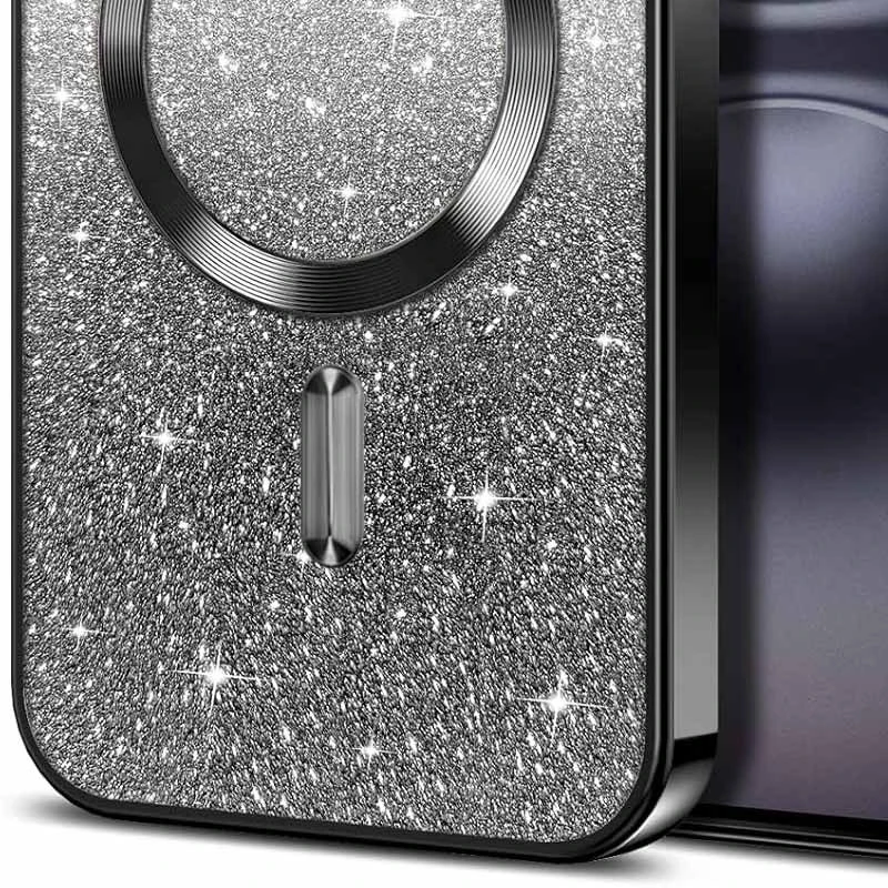 Чохол з блискітками, захисними лінзами на камеру та MagSafe на Apple iPhone 17 (6.3") – Чорний / Black. Фото 5 з 5