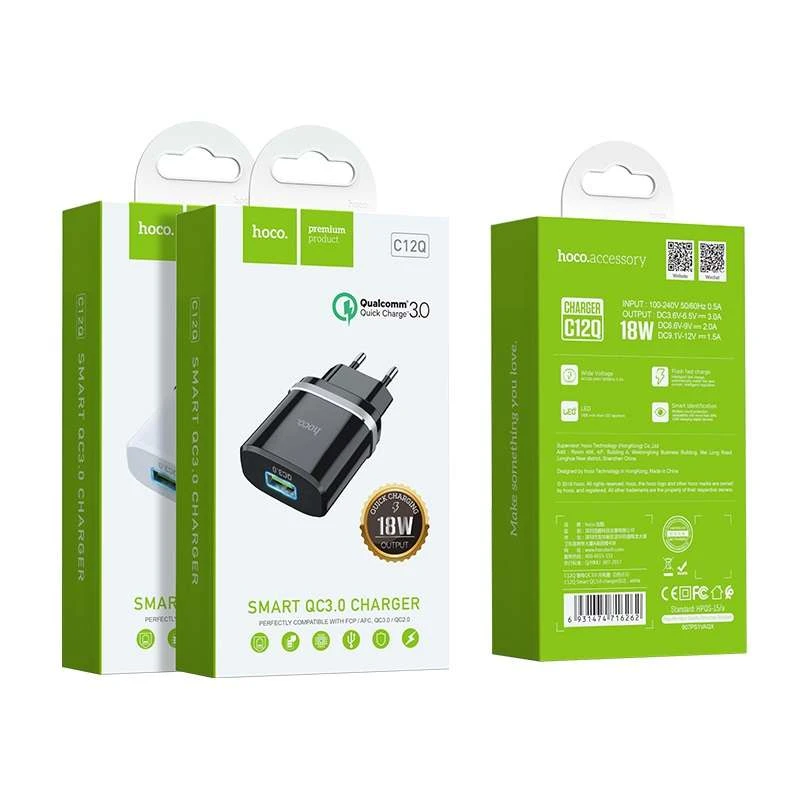 МЗП Hoco C12Q Smart QC3.0 (1USB/3A) фото 2 з 2
