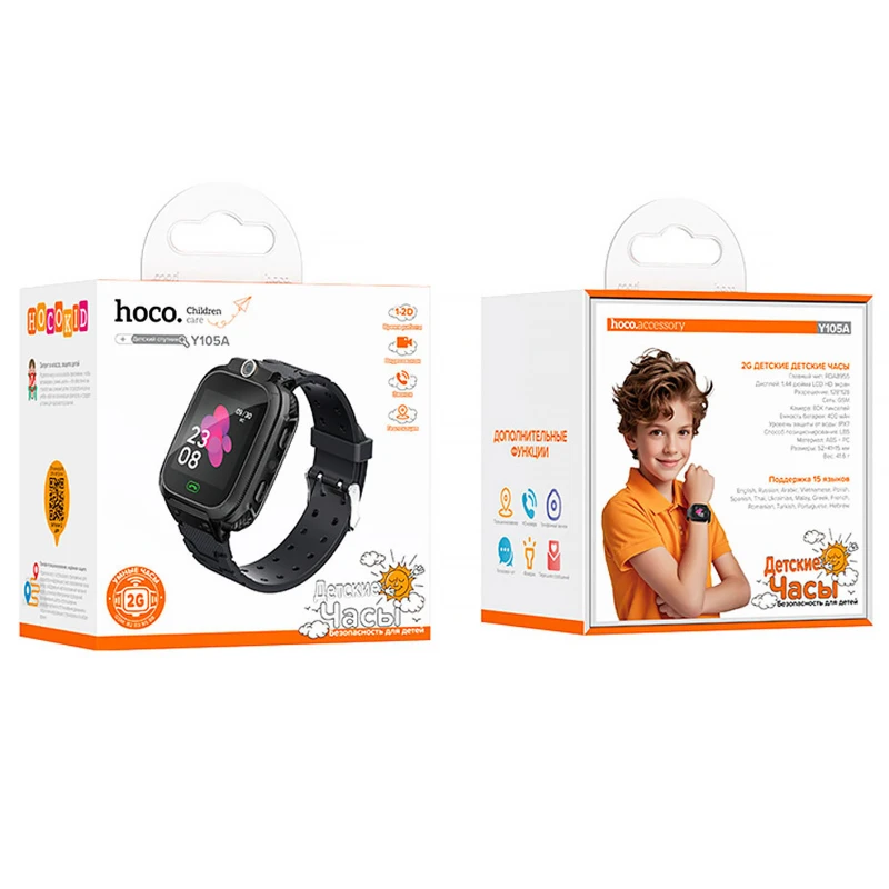Дитячий cмарт-годинник Hoco Y105A with call function – Black. Фото 2 з 2