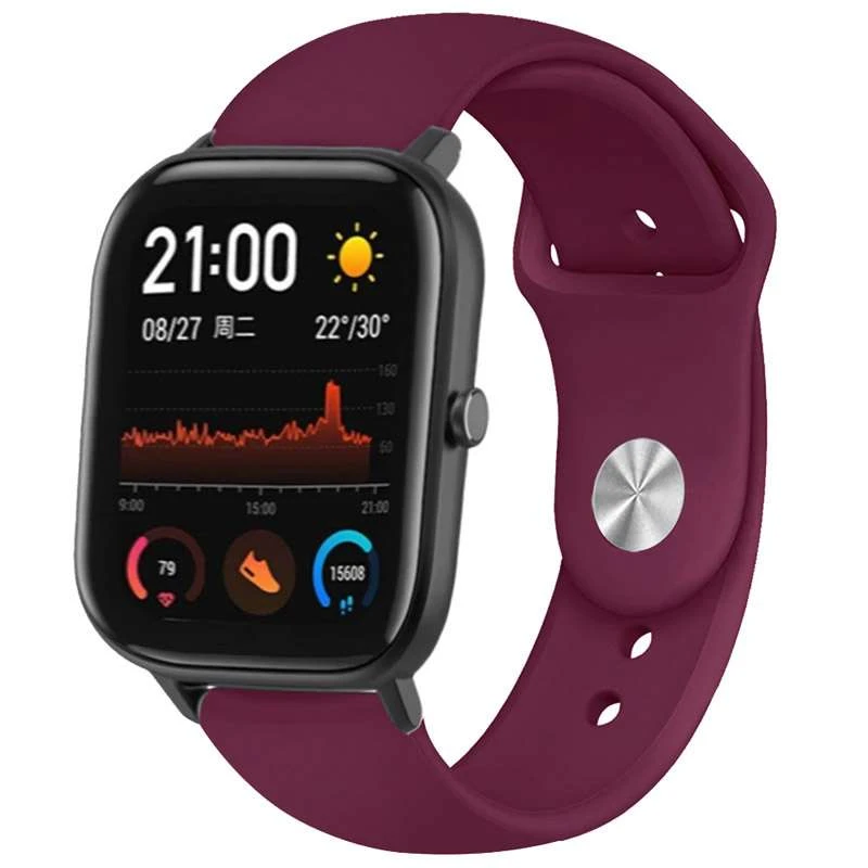 

Силиконовый ремешок Sport для Xiaomi Amazfit/Samsung 20 mm (Бордовый / Dark Maroon), Бордовий / dark maroon