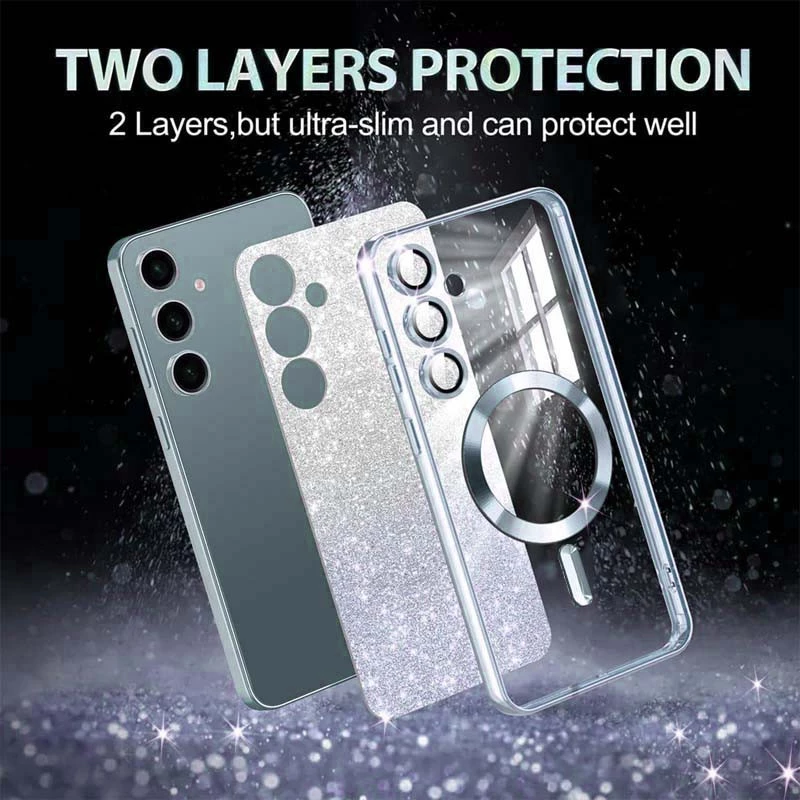 Чехол с блесками, защитными линзами на камеру и MagSafe для Samsung Galaxy S23 FE – Серый / Lavender Gray. Фото 2 из 4