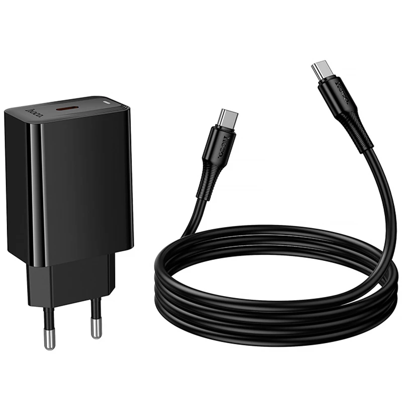 МЗП Hoco CS93A Leader PD20W (1USB-C) + кабель Type-C to Type-C – Black. Фото 4 з 6