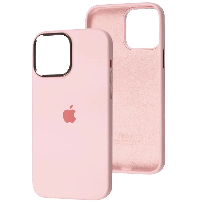 

Чехол Silicone Case с металлическими кнопками для Apple iPhone 13 Pro (6.1") (Розовый / Chalk Pink), Рожевий / chalk pink