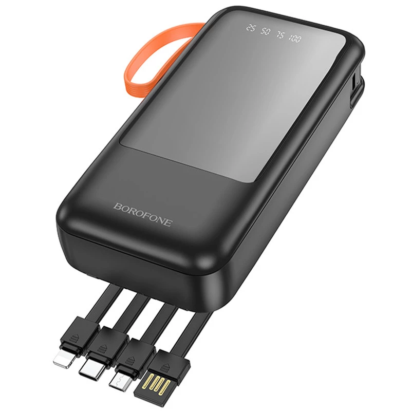 Портативне ЗП Power Bank BOROFONE BJ60A Rapid with four cables 20000 mAh – Black. Фото 2 з 5
