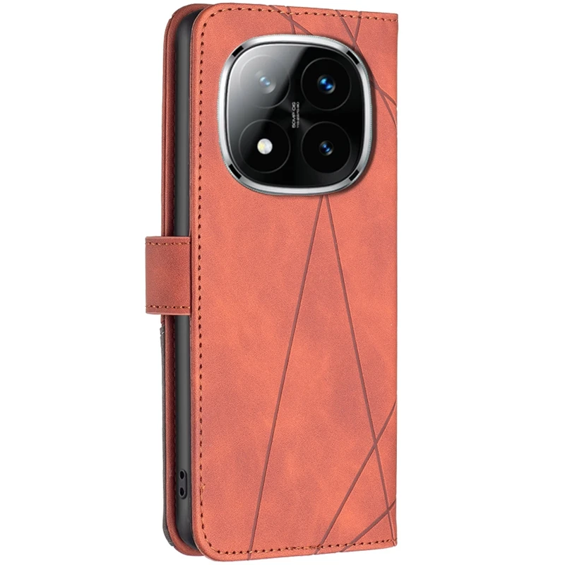 Кожаный чехол-книжка Geometric Pattern для Xiaomi Redmi Note 15 Pro 4G – Brown. Фото 3 из 5