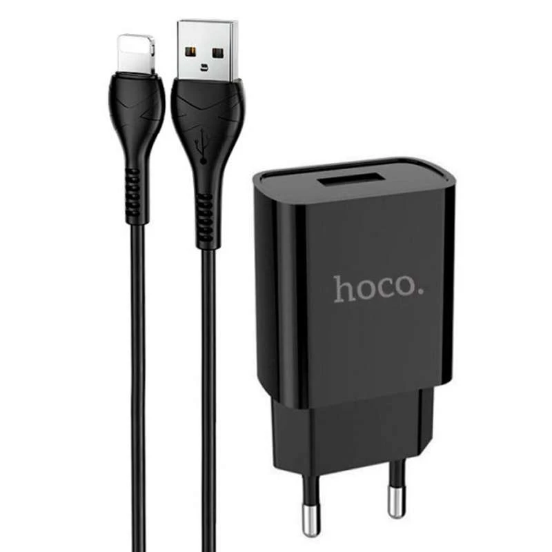 

СЗУ Hoco DC20A (1USB/2.1A) + Lightning (Черный), Чорний