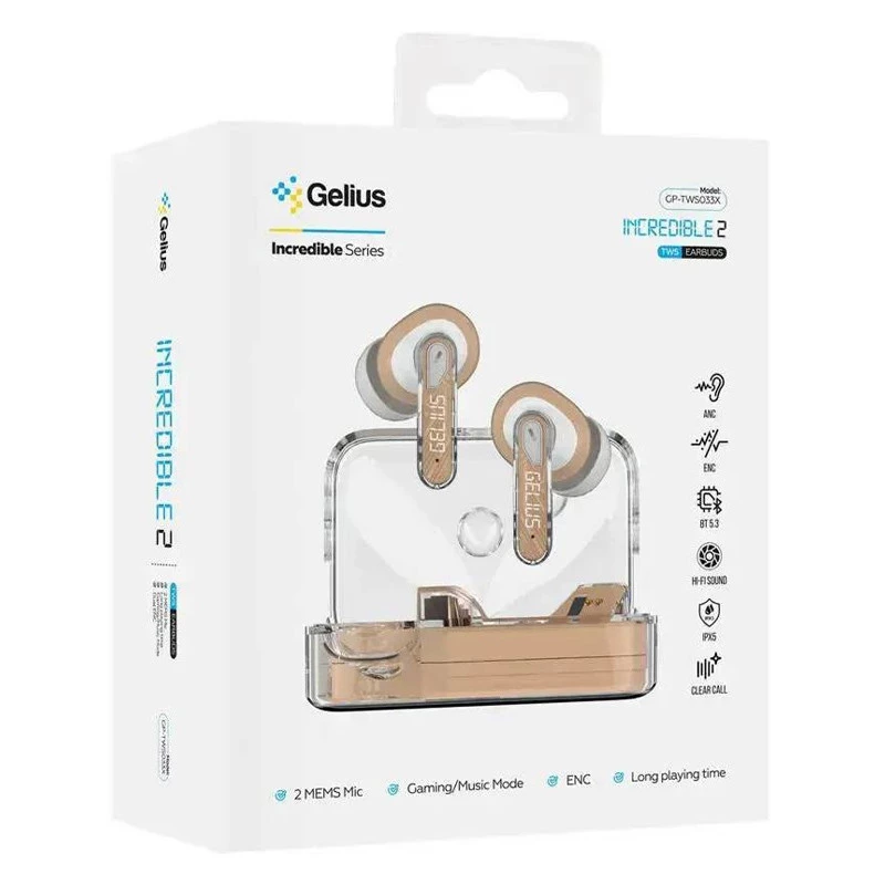 Бездротові TWS навушники Gelius Incredible 2 GP-TWS033X – Biege. Фото 4 з 4