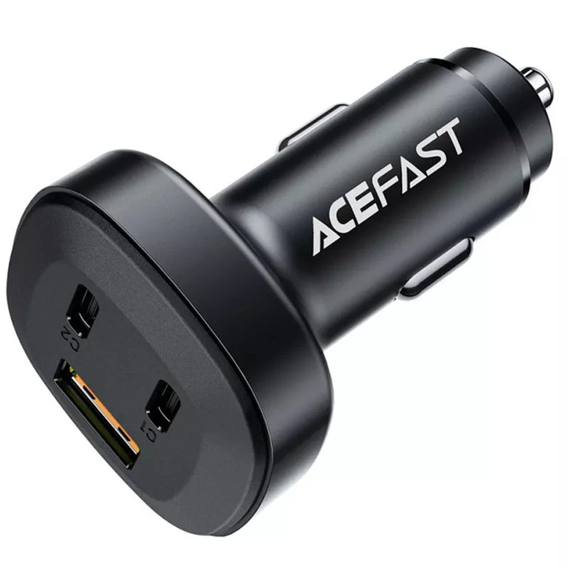 АЗУ Acefast B3 66W(USB-C+USB-C+USB-A) three-port metal car charger – Black. Фото 3 из 5