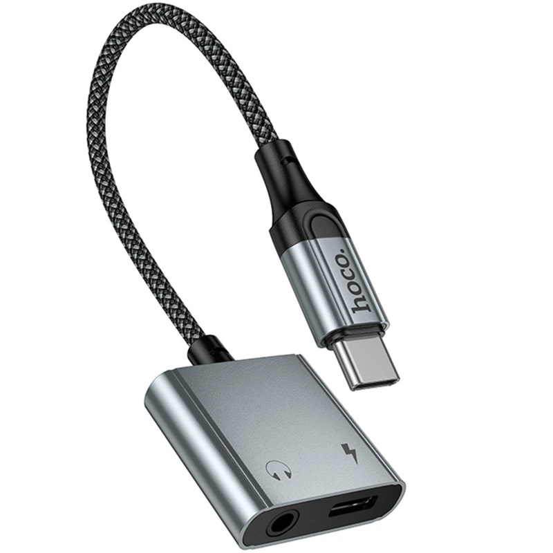 Переходник Hoco UPA34 Type-C to Type-C + 3.5mm – Metal gray. Фото 6 из 6