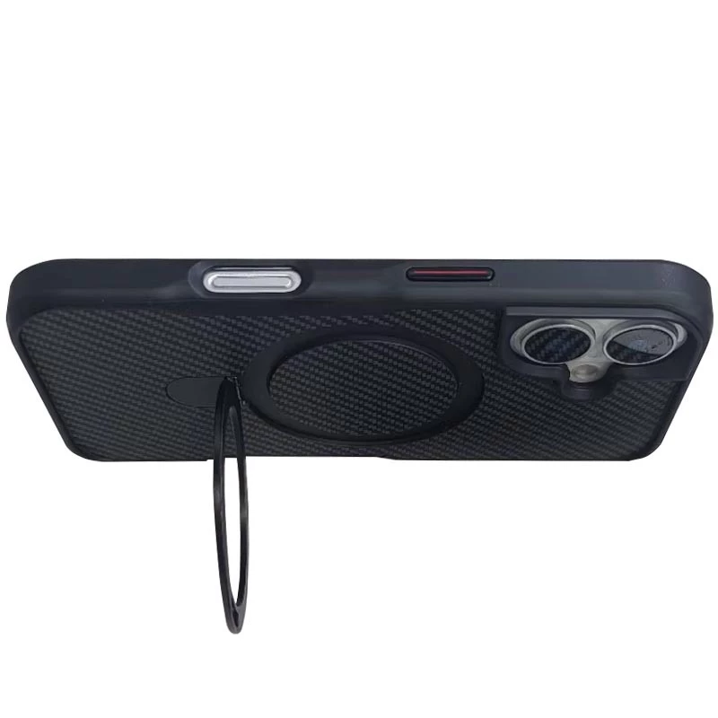 Кольоровий TPU+PC з металевими кнопками , кільцем та MagSafe для Apple iPhone 16 – Чорний. Фото 3 з 7