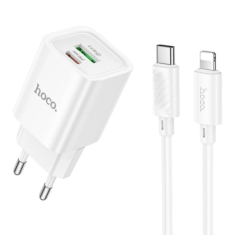 МЗП Hoco C149A Charm PD30W+QC3.0 (1USB-A/1C) + кабель Type-C to Lightning фото 1 з 1