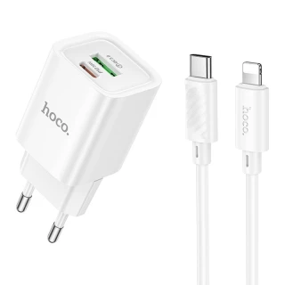 МЗП Hoco C149A Charm PD30W+QC3.0 (1USB-A/1C) + кабель Type-C to Lightning фото 1 з 6