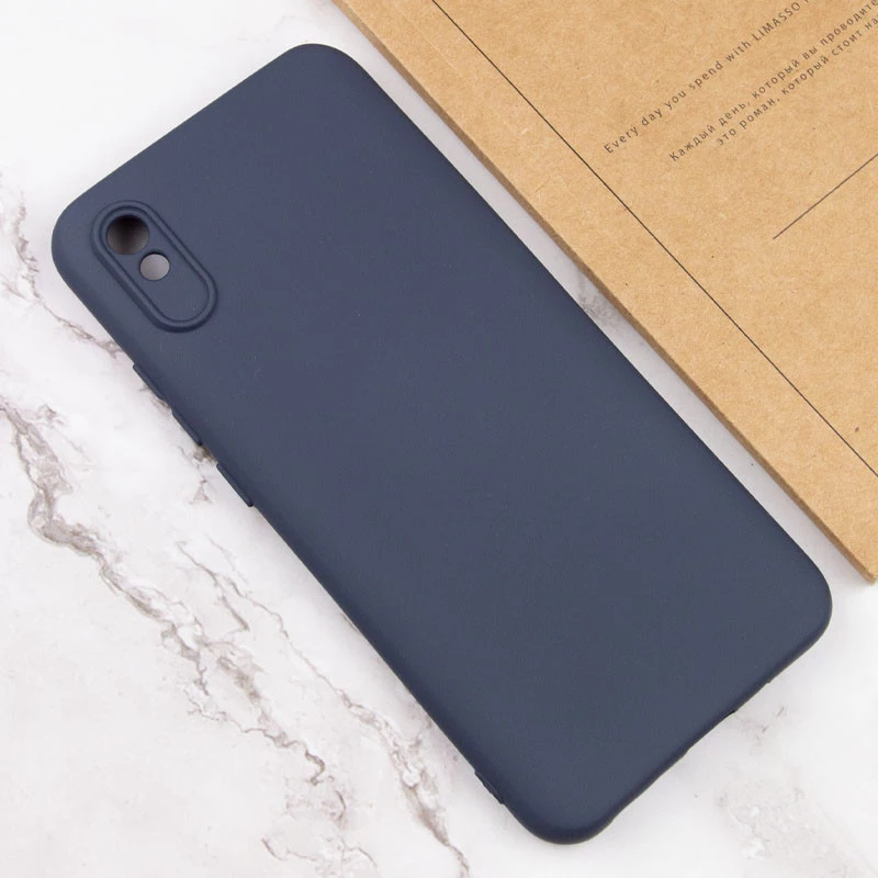 Кольоровий силіконовий чохол GETMAN із закритою камерою для Xiaomi Redmi 9A – Синій / Midnight Blue. Фото 3 з 3