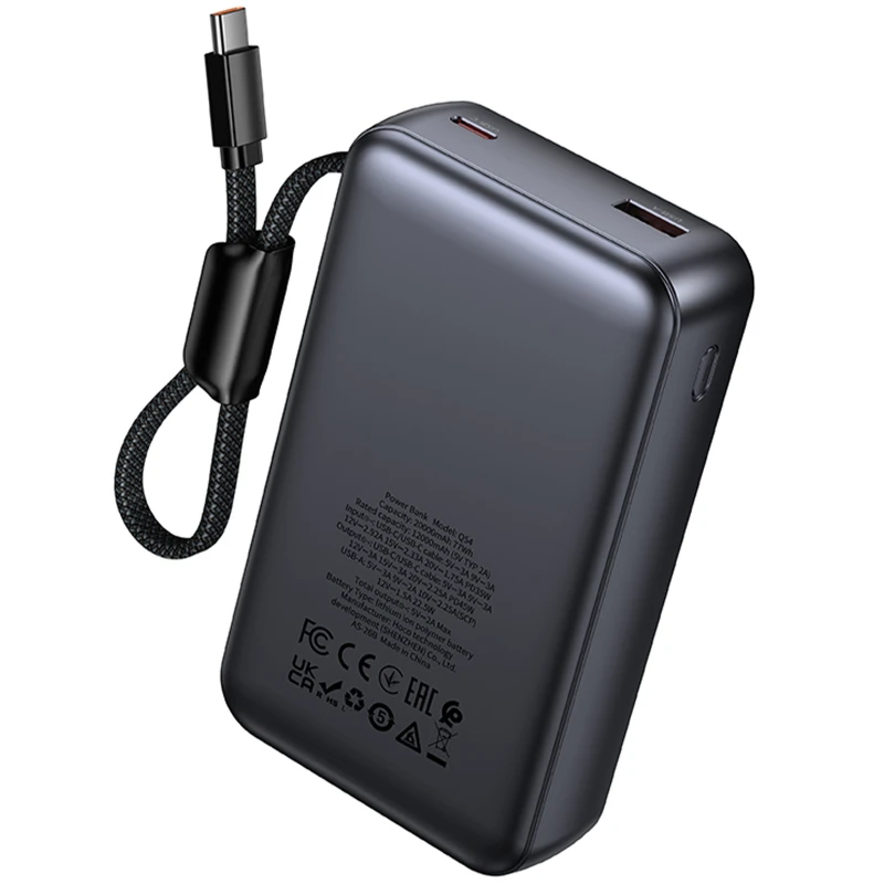 Портативное ЗУ Power Bank Hoco Q54 Shine PD45W with cable 20000 mAh – Metal gray. Фото 6 из 6