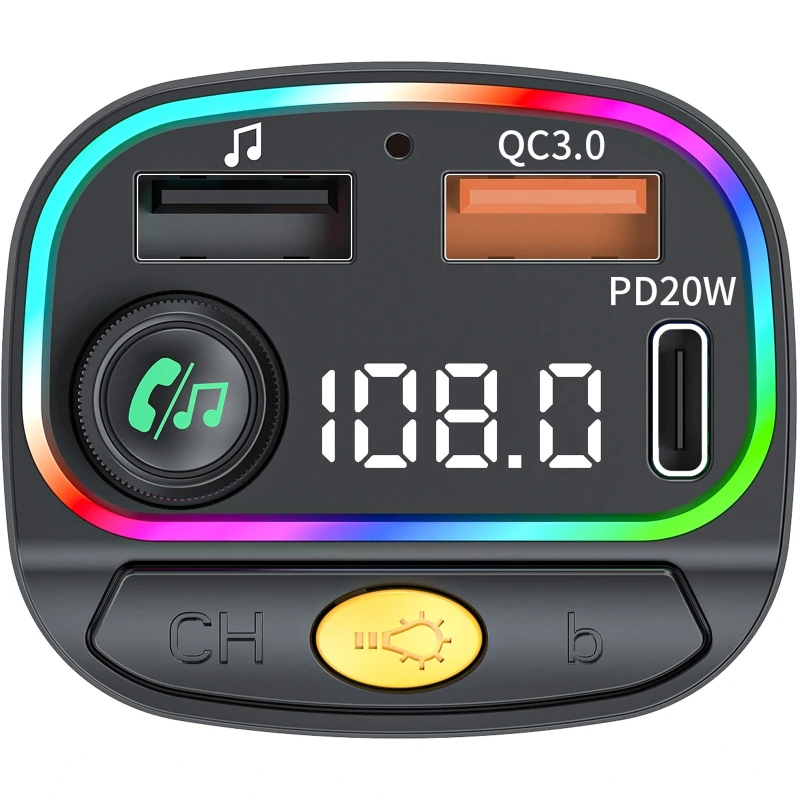АЗП FM модулятор WIWU QC031 MP3 Car PD20W+QC3.0 (2USB-A/1C) – Black. Фото 4 з 8