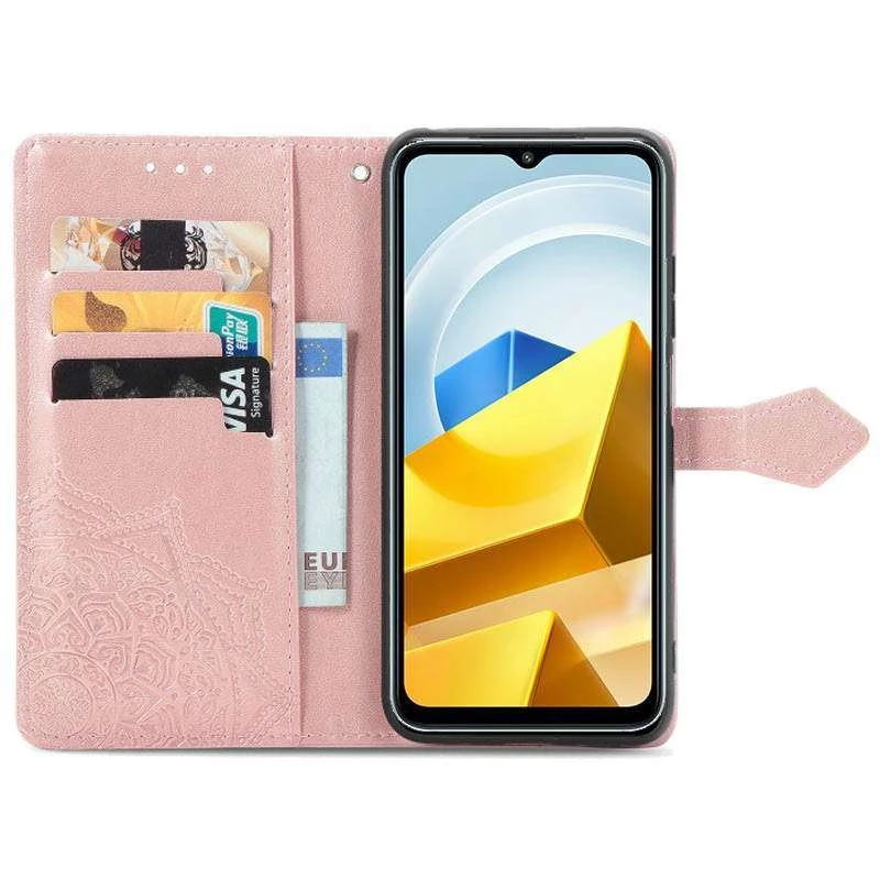 Шкіряний чохол-книжка Art Case з візитницею для Xiaomi Poco M5 – Рожевий. Фото 2 з 3