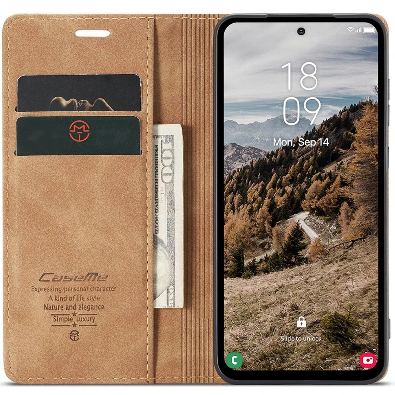 Кожаный чехол-книжка CaseMe Velvet Nubuck для Xiaomi Redmi Note 15 Pro 5G – Brown. Фото 3 из 4