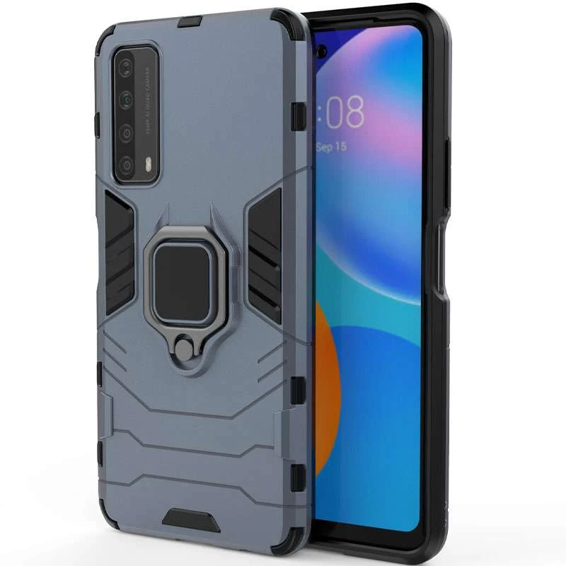 

Противоударный чехол Transformer с кольцом для Huawei P Smart (2021) (Серый / Metal slate), Сірий / metal slate