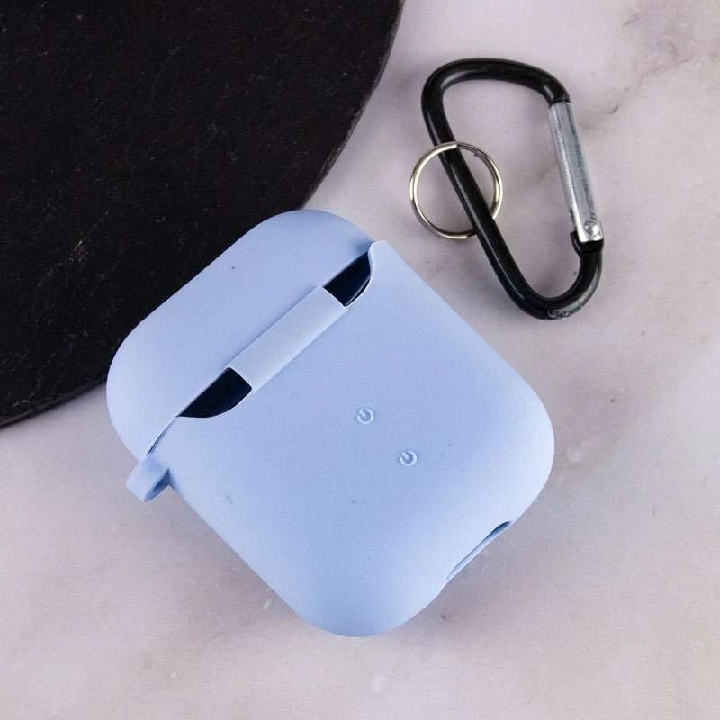Силіконовий футляр з мікрофіброю для навушників Airpods 1/2 – Блакитний / Lilac Blue. Фото 4 з 6