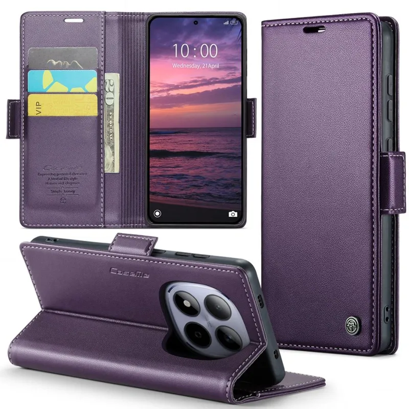 Шкіряний чохол-книжка CaseMe Nappa leather для Xiaomi Redmi Note 15 Pro+ 5G – Purple. Фото 7 з 10