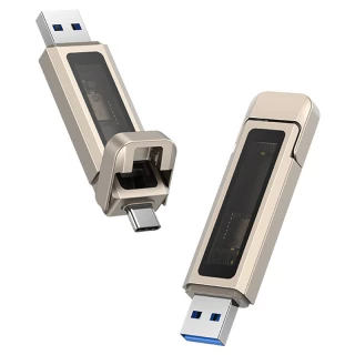 Флеш накопичувач USAMS US-ZB279 USB3.2+Type-C GEN1 Dual Ports Aluminum Alloy 10G Flash Drive 256G фото 1 з 7
