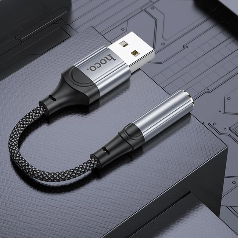 Перехідник Hoco LS36 Fresh USB to 3,5 AUX – Black. Фото 4 з 5
