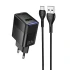 СЗУ Hoco CS111A Lounge PD22.5W (1USB-C) + кабель USB to Type-C – Black. Фото 1 из 5