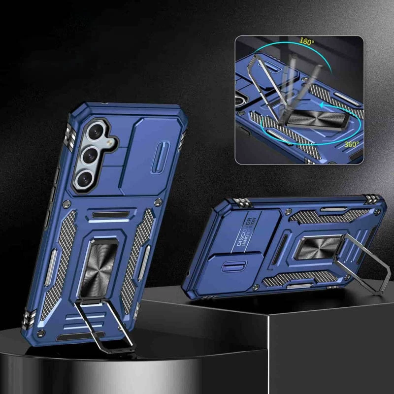 Ударостійкий чохол Square Ring зi шторкою на камеру на Samsung Galaxy S25 – Синій / Navy. Фото 4 з 13