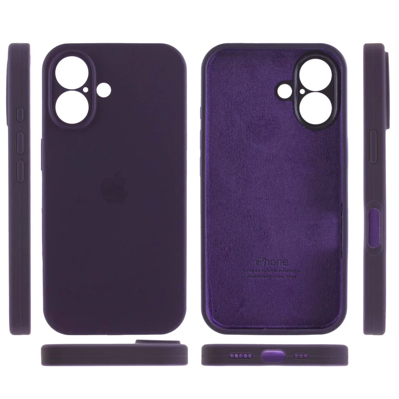 Чехол Silicone Case с защитой камеры для Apple iPhone 16 – Фиолетовый / Elderberry. Фото 4 из 8