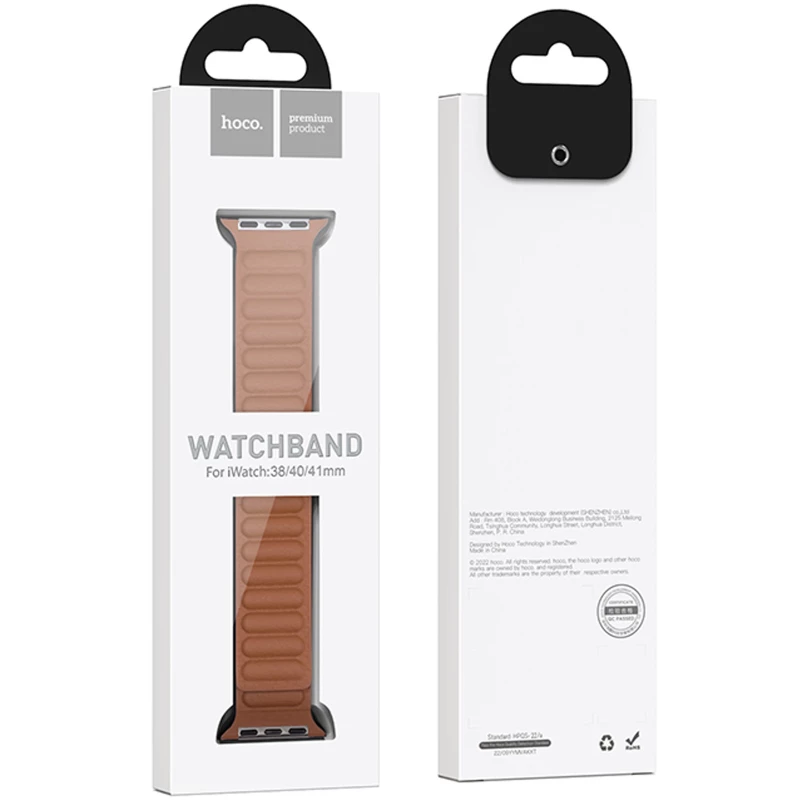 Ремінець Hoco WA23 Original series leather chain magnetic strap for Apple watch 38/40/41mm – Brown. Фото 2 з 2