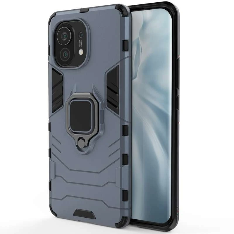 

Протиударний чохол Transformer з кільцем на Xiaomi Mi 11 Lite (Сірий / Metal slate)