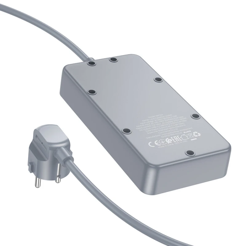 Подовжувач Borofone BAC2A (3USB-A/1C/3xSocket) (1.5m) – Black. Фото 4 з 7