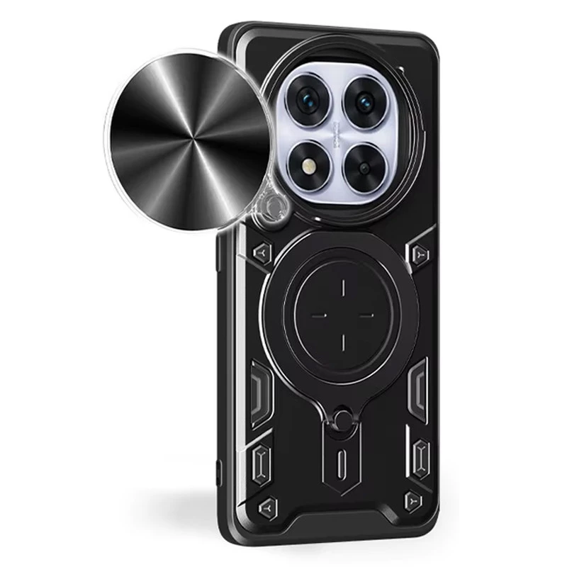 Ударостійкий чохол Bracket Ringstand із захисною шторкою для камери на Xiaomi Redmi Note 14 Pro 4G – Black. Фото 2 з 6