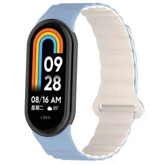 Ремінець Dual-color Magnetic для Xiaomi Mi Band 9/8 — Lilac Blue / White