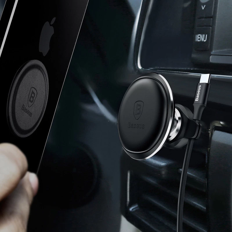 Автотримач магнітний Baseus Magnetic Air Vent OS with cable clip (SUGX02000) – Black. Фото 4 з 7