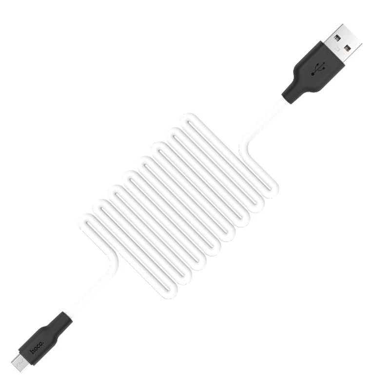 Дата кабель Hoco X21 Plus Silicone MicroUSB Cable (1m) – Чорний / Білий. Фото 3 з 6