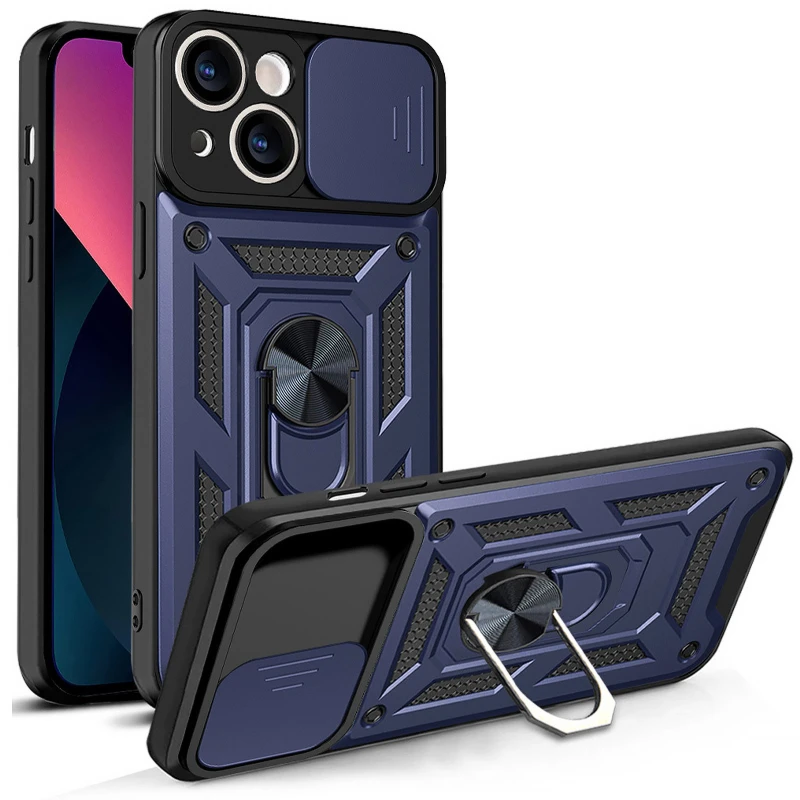 Ударопрочный чехол Ummi Camshield Serge Ring (in box) для Apple iPhone 13 (6.1") – Синий / Navy. Фото 1 из 2