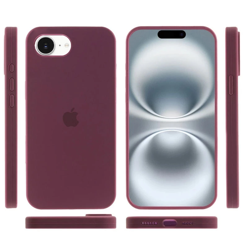 Чохол Silicone Case з закритим низом на Apple iPhone 16e (6.1") – Бордовий / Plum. Фото 5 з 6
