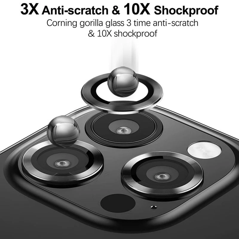 Металеве захисне скло на камеру на Apple iPhone 13 Pro (6.1") – Чорний / Black. Фото 3 з 8