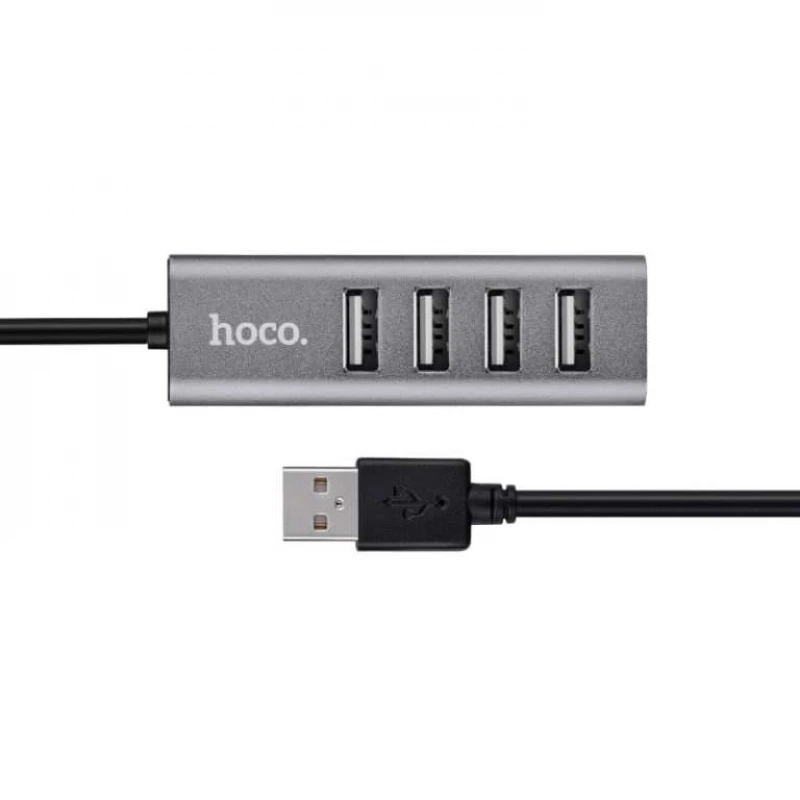 

Переходник HUB Hoco HB1 USB to USB 2.0 (4 port) (1m) (Серый), Сірий