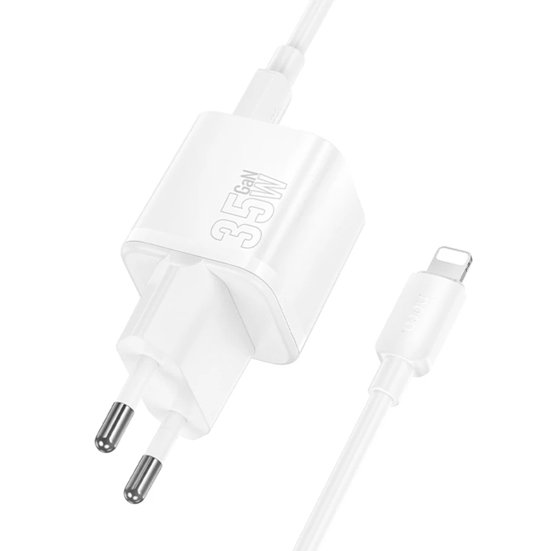 МЗП Hoco N66 Ingenious PD35W (1USB-C) + кабель Type-C to Lightning – White. Фото 3 з 4
