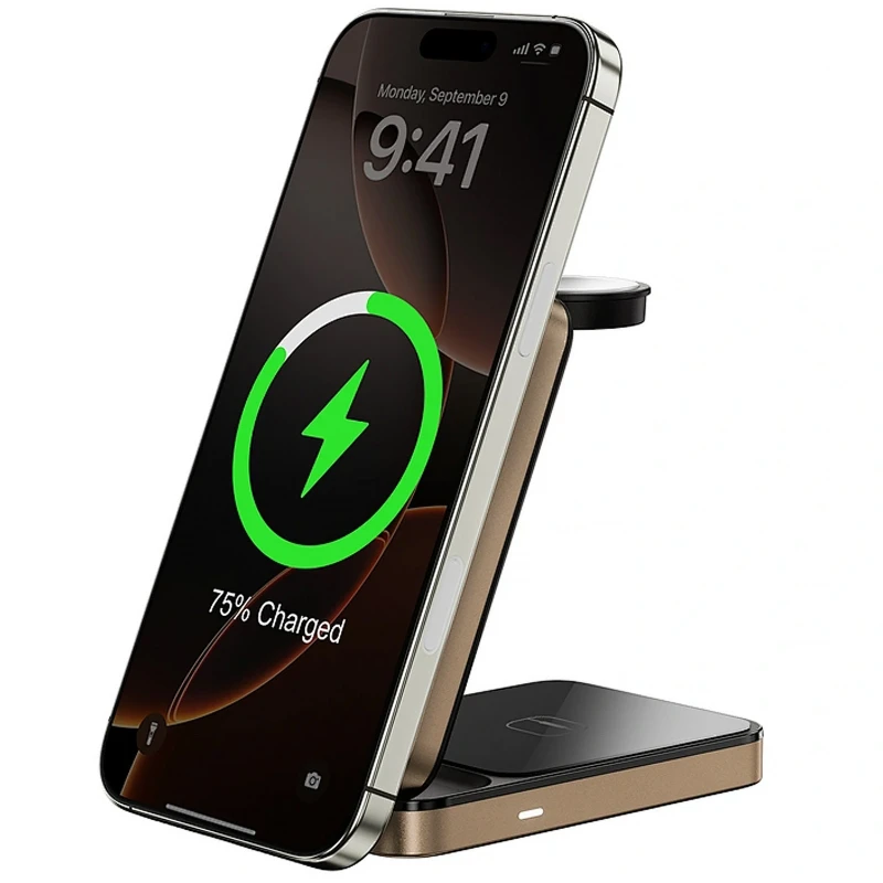 БЗУ WIWU Wi-W038 Triple 3 in 1 wireless charger – Gold. Фото 4 из 6