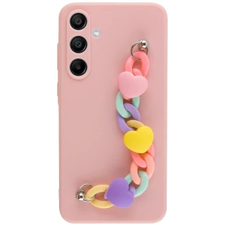 Чехол Heart с цепочкой для Samsung Galaxy A55 — Pink Sand