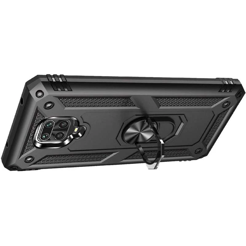 Противоударный чехол Serge Ring с кольцом для Xiaomi Redmi Note 9s / Note 9 Pro / Note 9 Pro Max – Черный. Фото 3 из 5