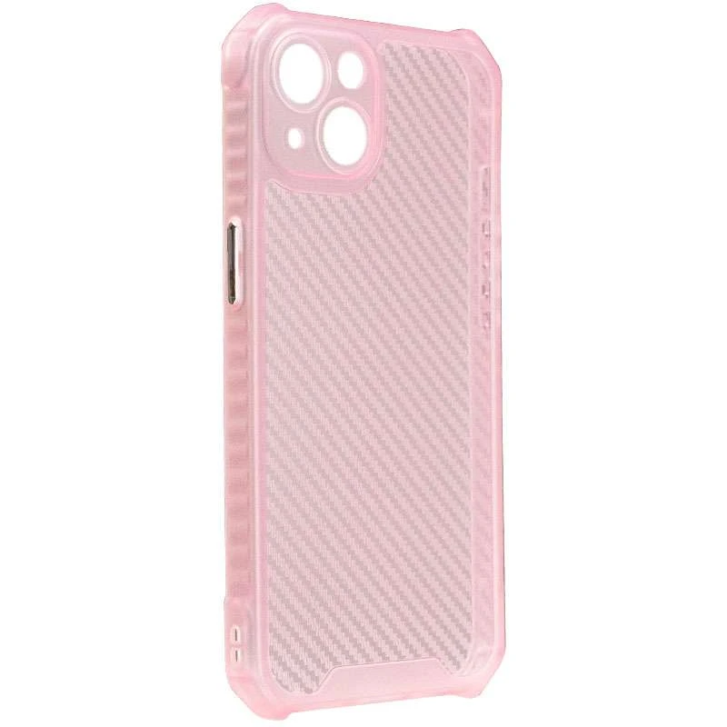 

Карбоновый цветной силиконовый чехол для Apple iPhone 13 (6.1") (Розовый / Прозрачный), Рожевий / прозорий