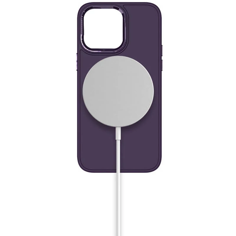 TPU чохол Bonbon з металевими кнопками та MagSafe на Apple iPhone 14 (6.1") – Фіолетовий / Dark Purple. Фото 5 з 12