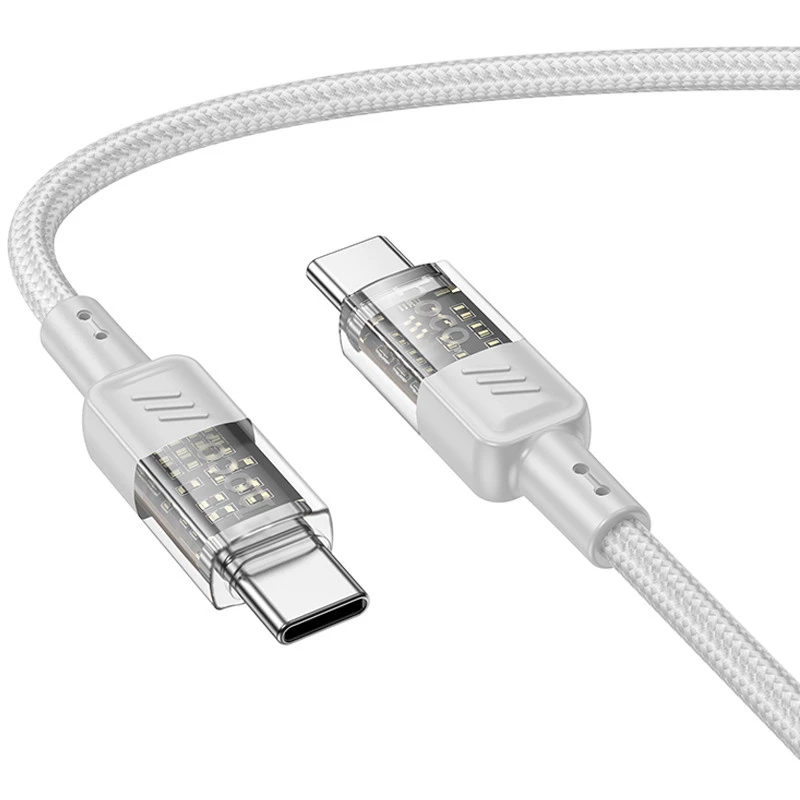 Дата кабель Hoco U129 Spirit Transparent Type-C to Type-C 60W (1.2m) – Gray. Фото 2 з 4