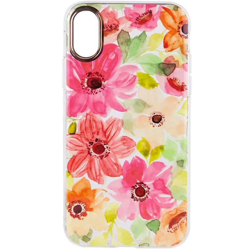

TPU+PC чохол з квітами на Apple iPhone XR (6.1") (Paint bloom)